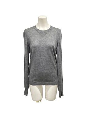 Chanel Long Sleeve Sweater M Gray Cashmere Silk 38